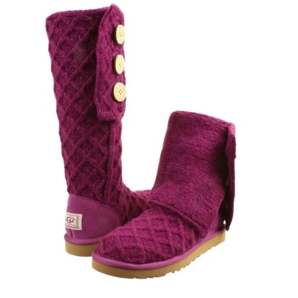 UGG  Lattice Cardy 3 button knit boots, size 5
